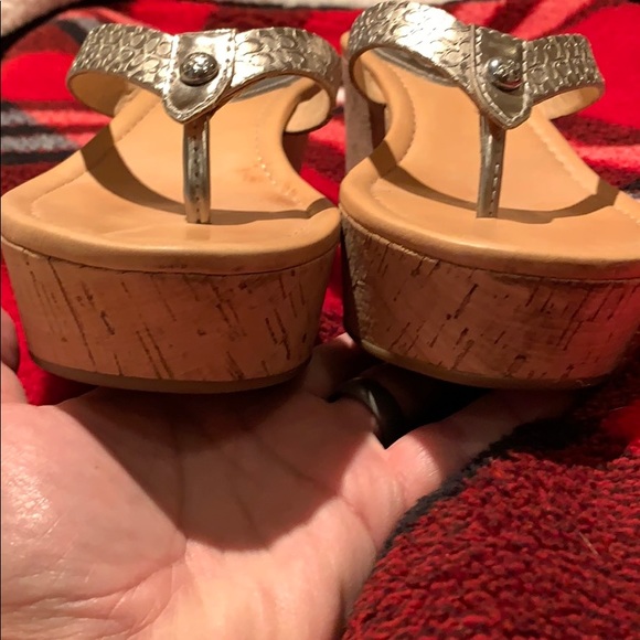 Coach Jorgina embossed wedge cork thong sandals 7 - Picture 7 of 7
